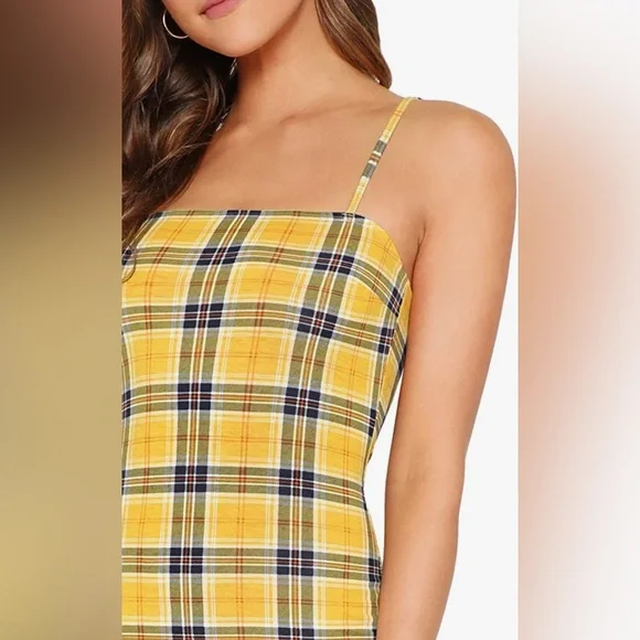 NWT 👗 Women's Plaid Print Mini Cami Bodycon Dress, MULTIPLE COLORS AVAILABLE 👗 - Picture 5 of 16